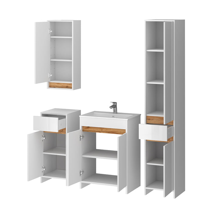 Vicco Set di mobili da bagno Bianco lucido Set di 5