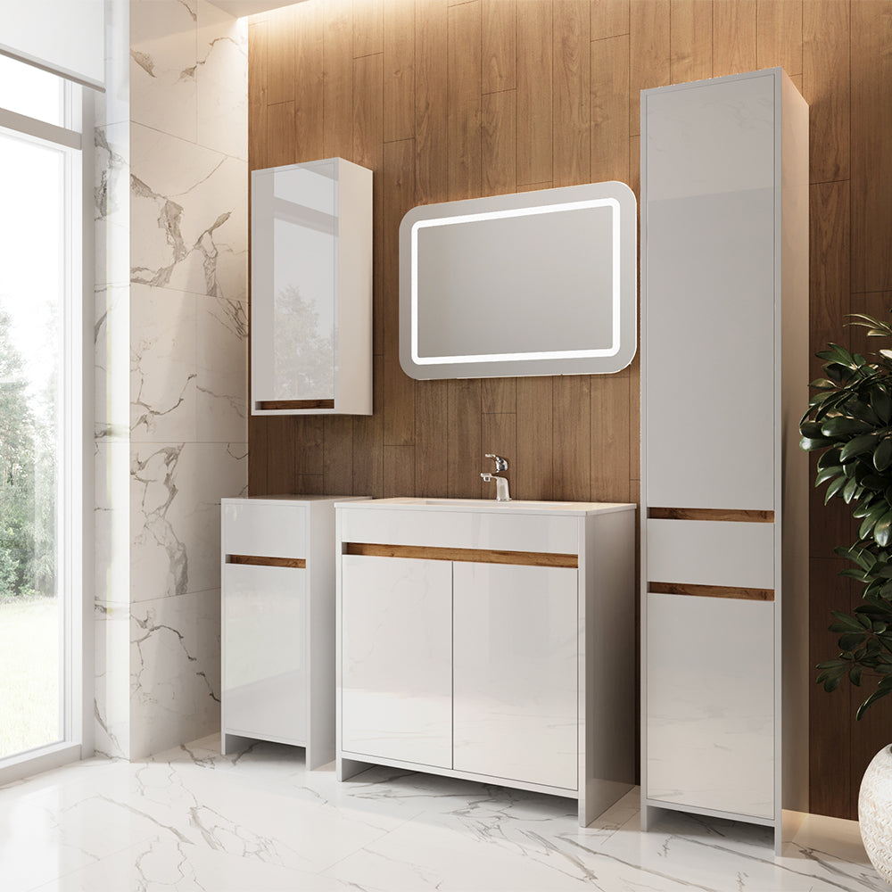 Vicco Set di mobili da bagno Bianco lucido Set di 5