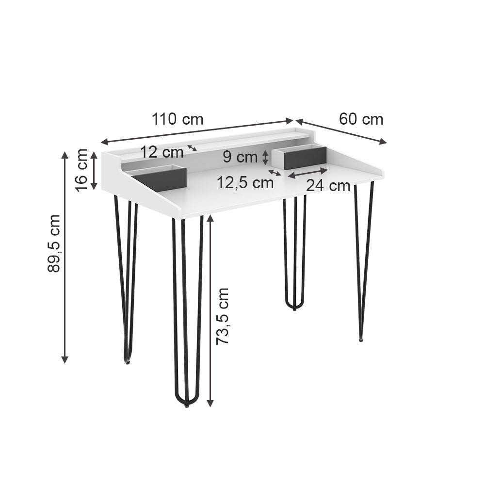 Vicco Tavolo da toeletta Bianco 110 cm con cassetti