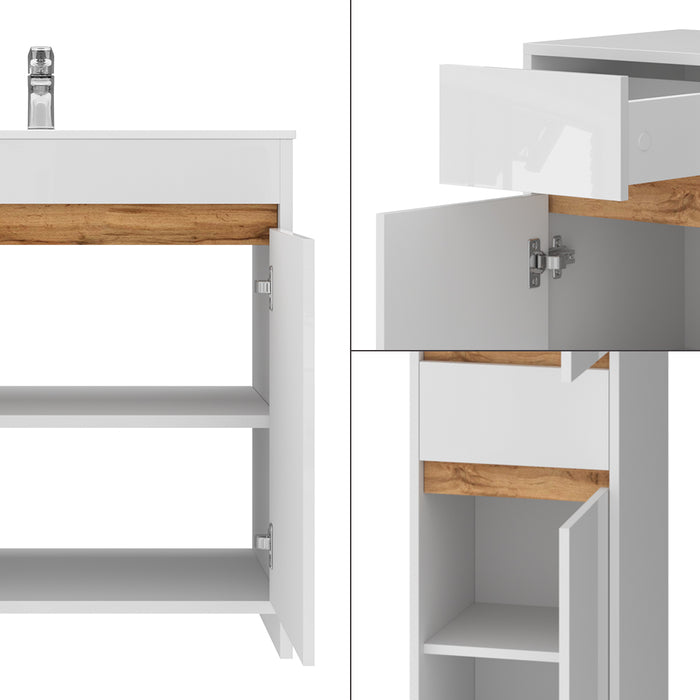 Vicco Set di mobili da bagno Bianco lucido Set di 5