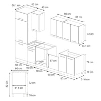Vicco Cucina componibile Pannello in rovere/antracite 300 cm , PL Marmo