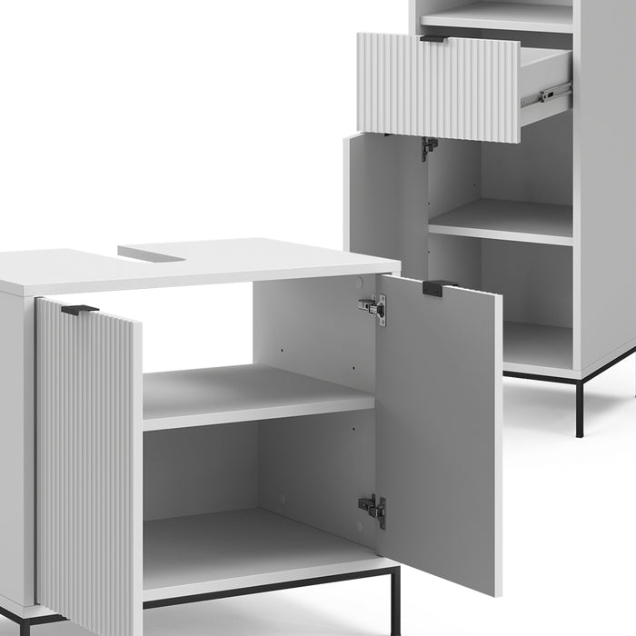 Vicco Set di mobili per il bagno  Bianco 3 parti, con colonna