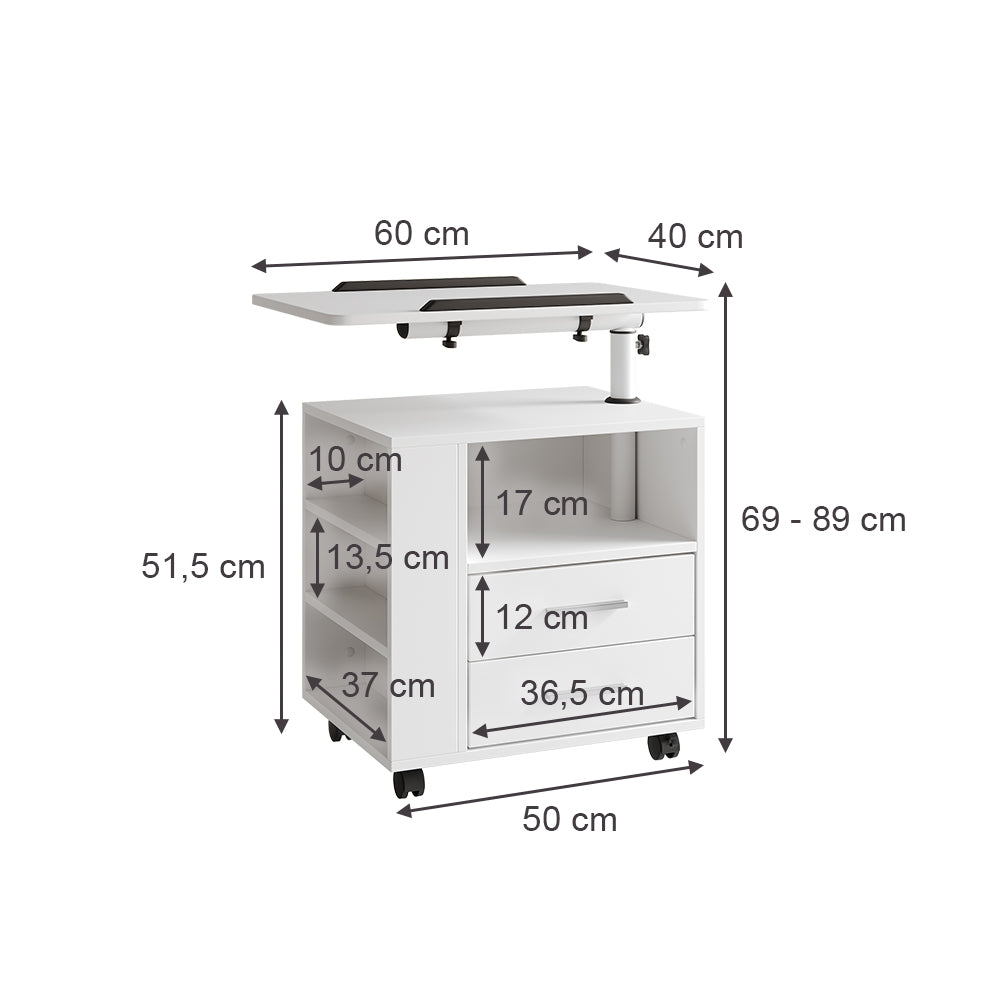 Vicco Comodino Bianco 60 x 69 cm con 2 cassetti