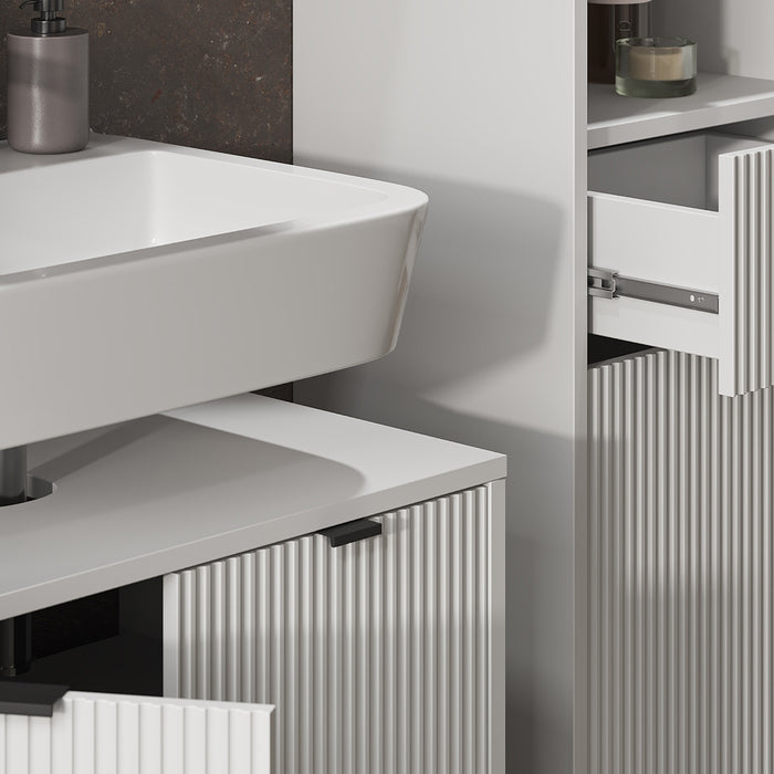 Vicco Set di mobili per il bagno  Bianco 3 parti, con colonna