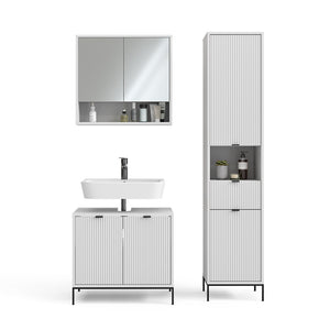 Vicco Set di mobili per il bagno  Bianco 3 parti, con colonna
