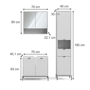 Vicco Set di mobili per il bagno  Bianco 3 parti, con colonna