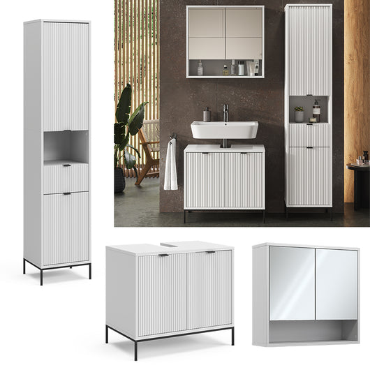 Vicco Set di mobili per il bagno  Bianco 3 parti, con colonna