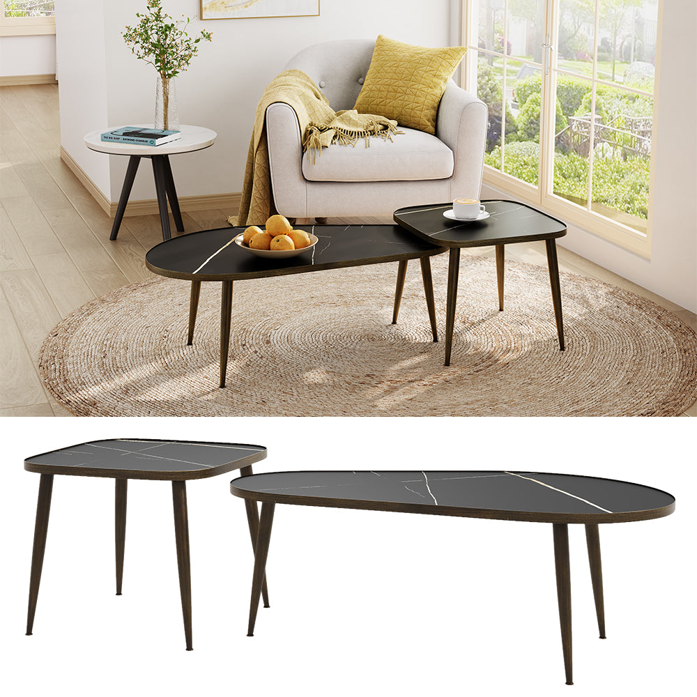 Vicco Set di tavolini Nero 105 x 64,5 cm 2 parti