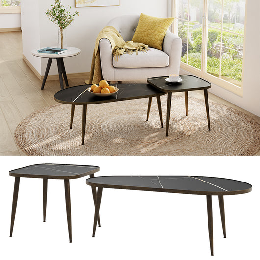 Vicco Set di tavolini Nero 105 x 64,5 cm 2 parti