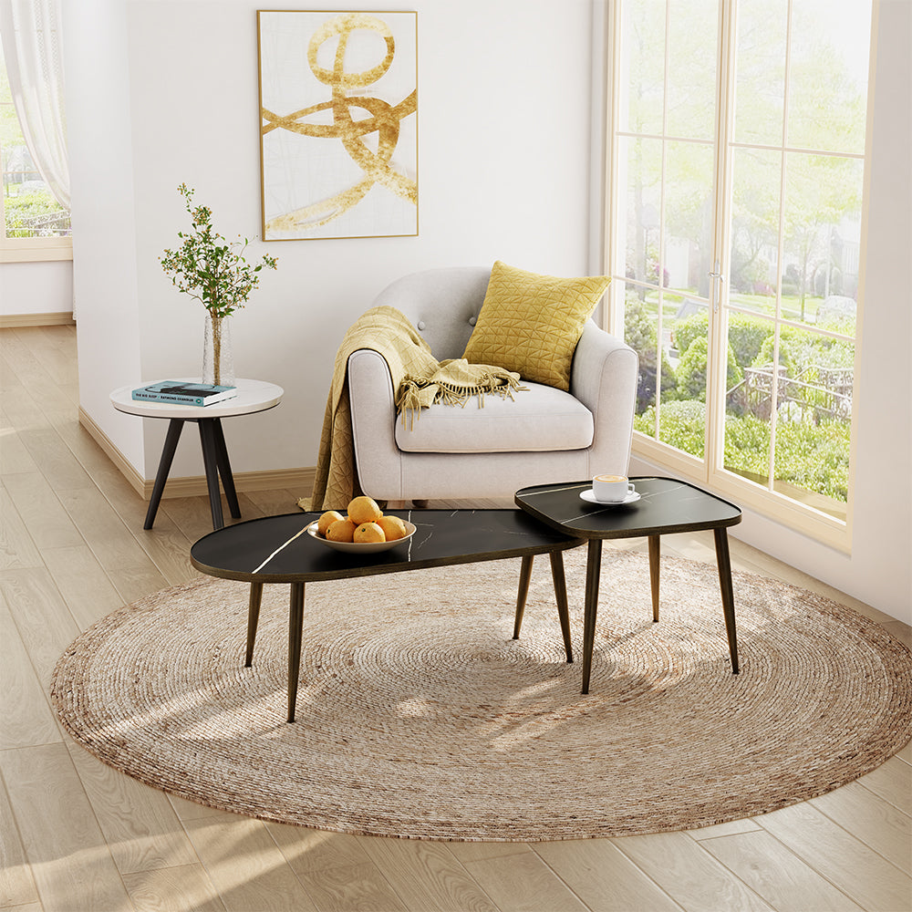 Vicco Set di tavolini Nero 105 x 64,5 cm 2 parti