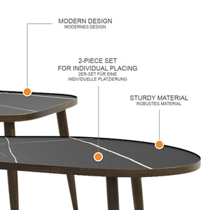 Vicco Set di tavolini Nero 105 x 64,5 cm 2 parti