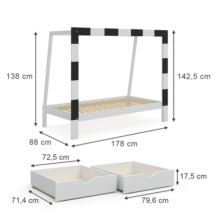 Vitalispa Letto per bambini Bianco 80x160 cm con cassetto