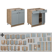 Vicco Mobiletto base per cucina Blu-grigio chiaro 80 cm , PL Rovere