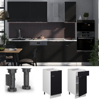 Vicco Mobiletto base per cucina Nero a righe 40 cm , PL Marmo