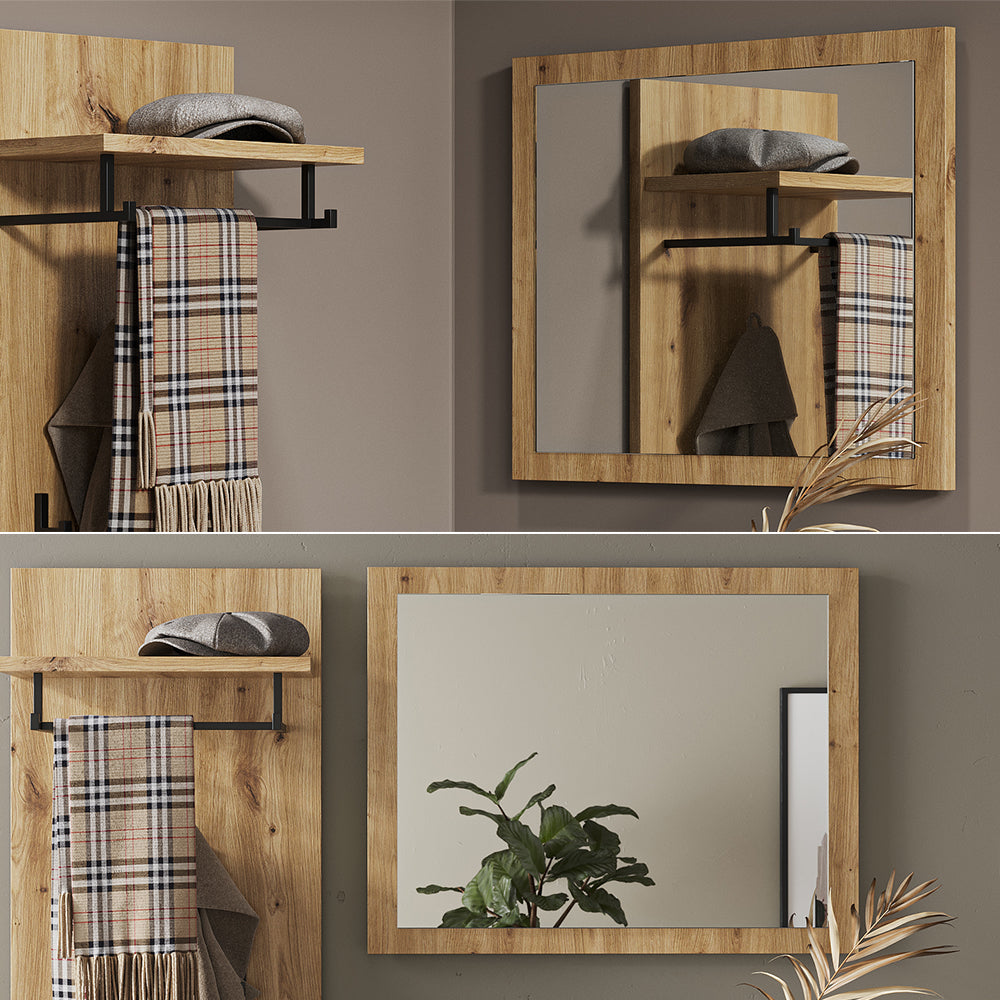 Vicco Specchio da parete Rovere artigianale 70 x 55 cm