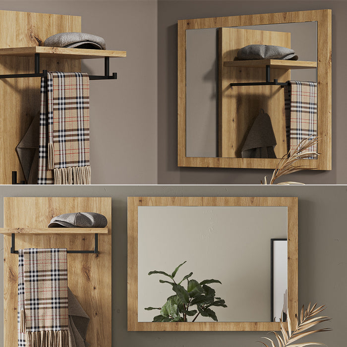 Vicco Specchio da parete Rovere artigianale 70 x 55 cm