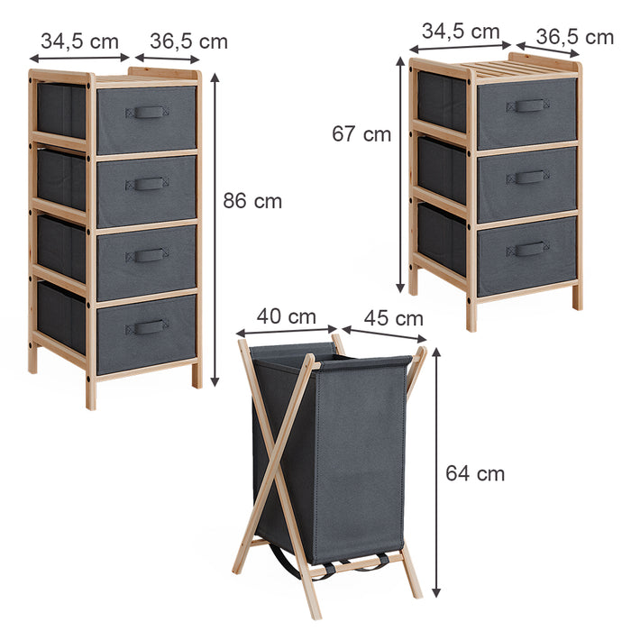 Vicco Set di mobili da bagno Grigio 3 parti