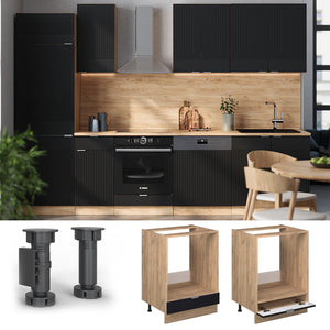 Vicco Mobile per forno da incasso Nero a righe 60 cm , PL Antracite