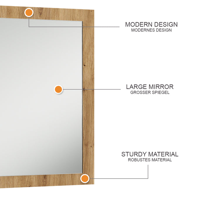 Vicco Specchio da parete Rovere artigianale 70 x 55 cm