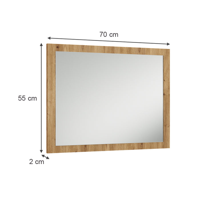 Vicco Specchio da parete Rovere artigianale 70 x 55 cm