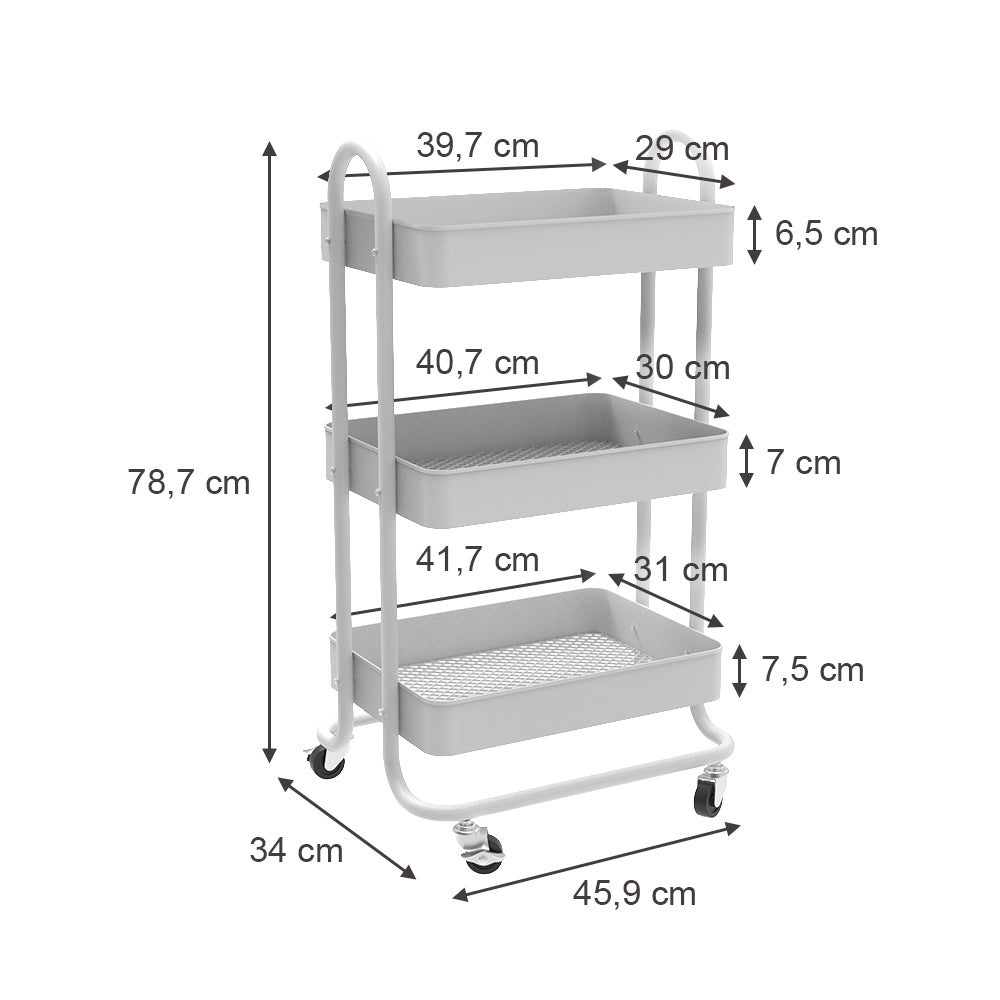 Vicco Contenitore a rotelle Bianco 45.9 x 78.7 cm