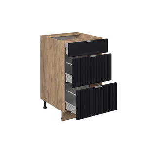 Vicco Mobiletto base per cucina Nero a righe 50 cm , PL Marmo