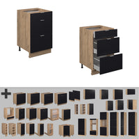 Vicco Mobiletto base per cucina Nero a righe 50 cm , PL Rovere