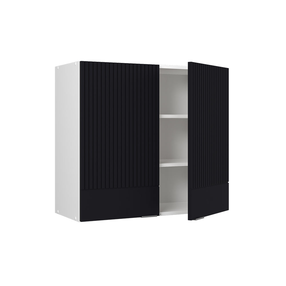 Vicco Mobile da cucina in vetro Nero a righe 80 cm