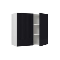 Vicco Mobile da cucina in vetro Nero a righe 80 cm