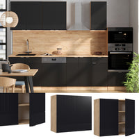 Vicco Mobile da cucina in vetro Nero a righe 80 cm