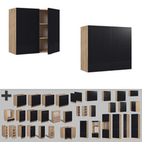 Vicco Mobile da cucina in vetro Nero a righe 80 cm