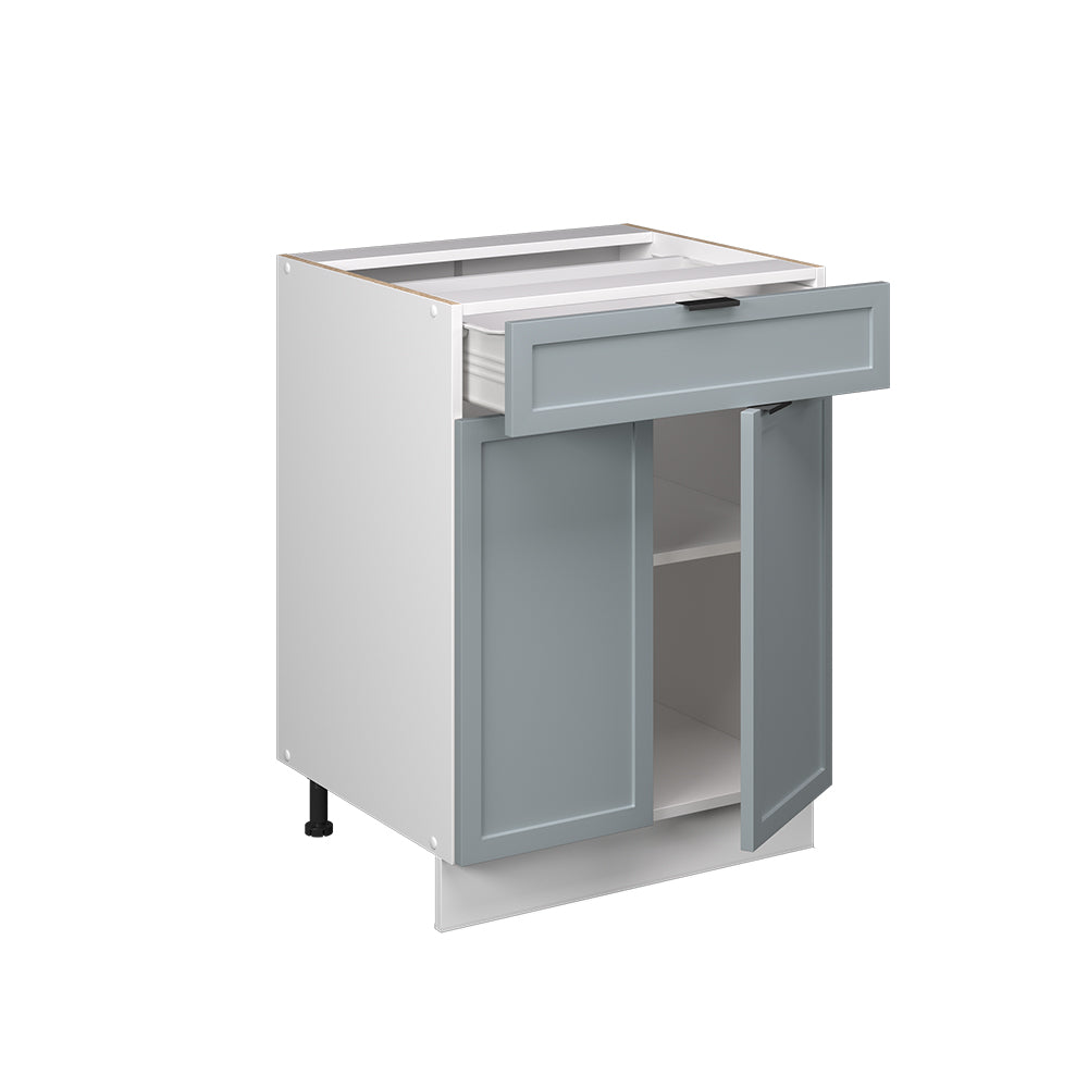 Vicco Mobiletto base per cucina Blu-grigio chiaro 60 cm con cassetto, senza piano di lavoro