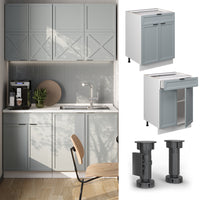 Vicco Mobiletto base per cucina Blu-grigio chiaro 60 cm con cassetto, senza piano di lavoro