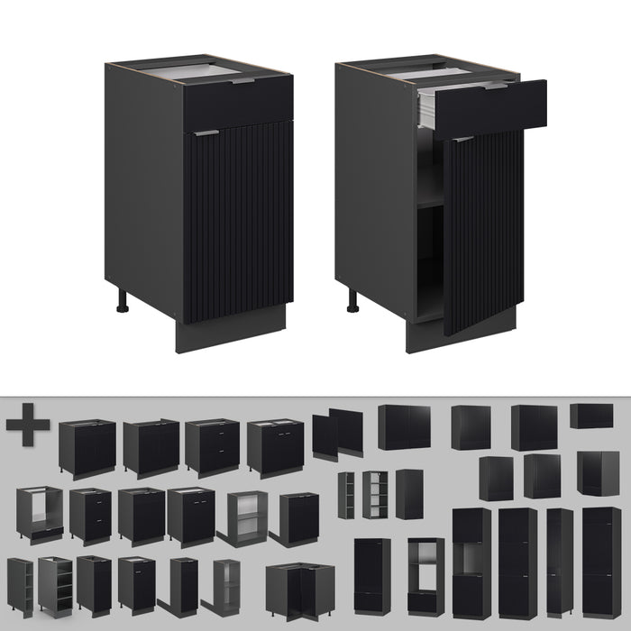 Vicco Mobiletto base per cucina Nero a righe 40 cm , PL Rovere