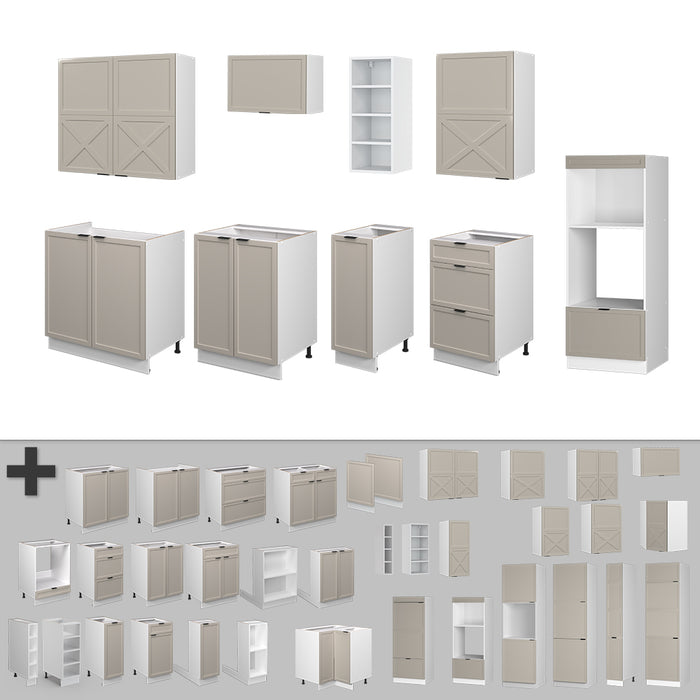 Vicco Cucina componibile Grigio/beige/bianco 280 cm , PL Marmo