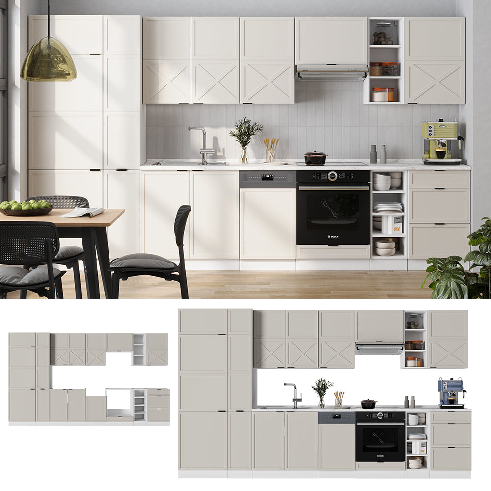 Vicco Cucina componibile Grigio/beige/bianco 355 cm , PL Rovere
