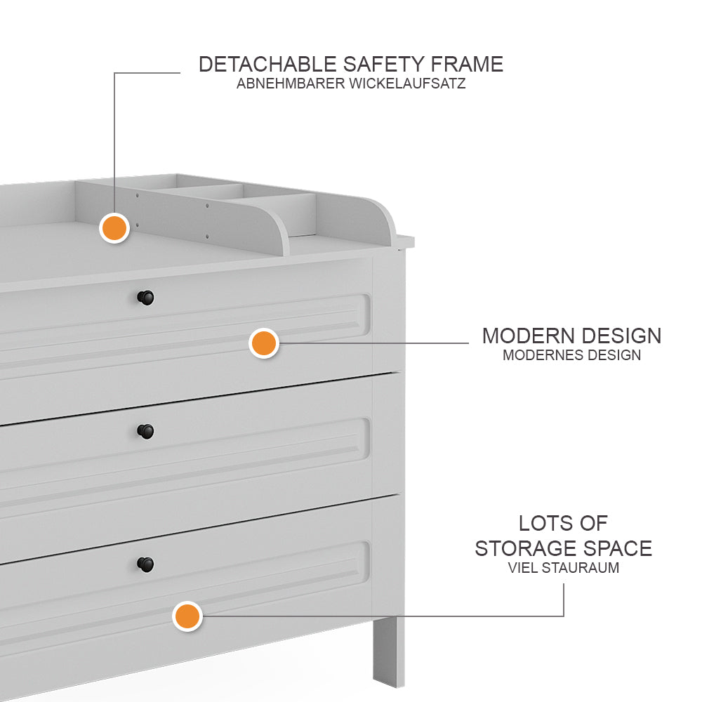 Vitalispa Fasciatoio Bianco 133 x 98.4 cm con 3 cassetti