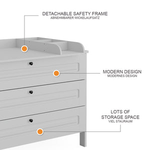 Vitalispa Fasciatoio Bianco 133 x 98.4 cm con 3 cassetti