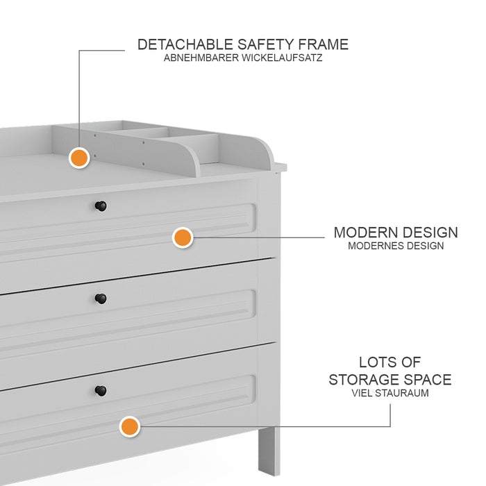 Vitalispa Fasciatoio Bianco 133 x 98.4 cm con 3 cassetti