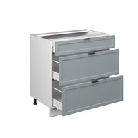 Vicco Mobiletto base per cucina Blu-grigio chiaro 80 cm con 3 cassetti, PL Marmo