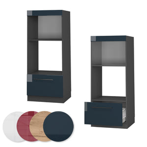 Vicco Set mobili bagno Blu scuro lucido 60 cm aperto