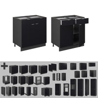 Vicco Mobiletto base per cucina Nero a righe 80 cm , PL Rovere