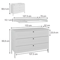 Vitalispa Fasciatoio Bianco 133 x 98.4 cm con 3 cassetti