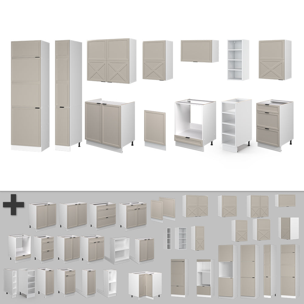 Vicco Cucina componibile Grigio/beige/bianco 355 cm , PL Rovere