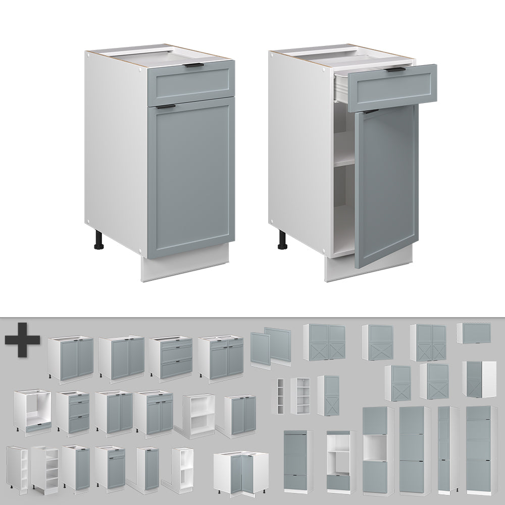 Vicco Mobiletto base per cucina Blu-grigio chiaro 40 cm , PL Marmo