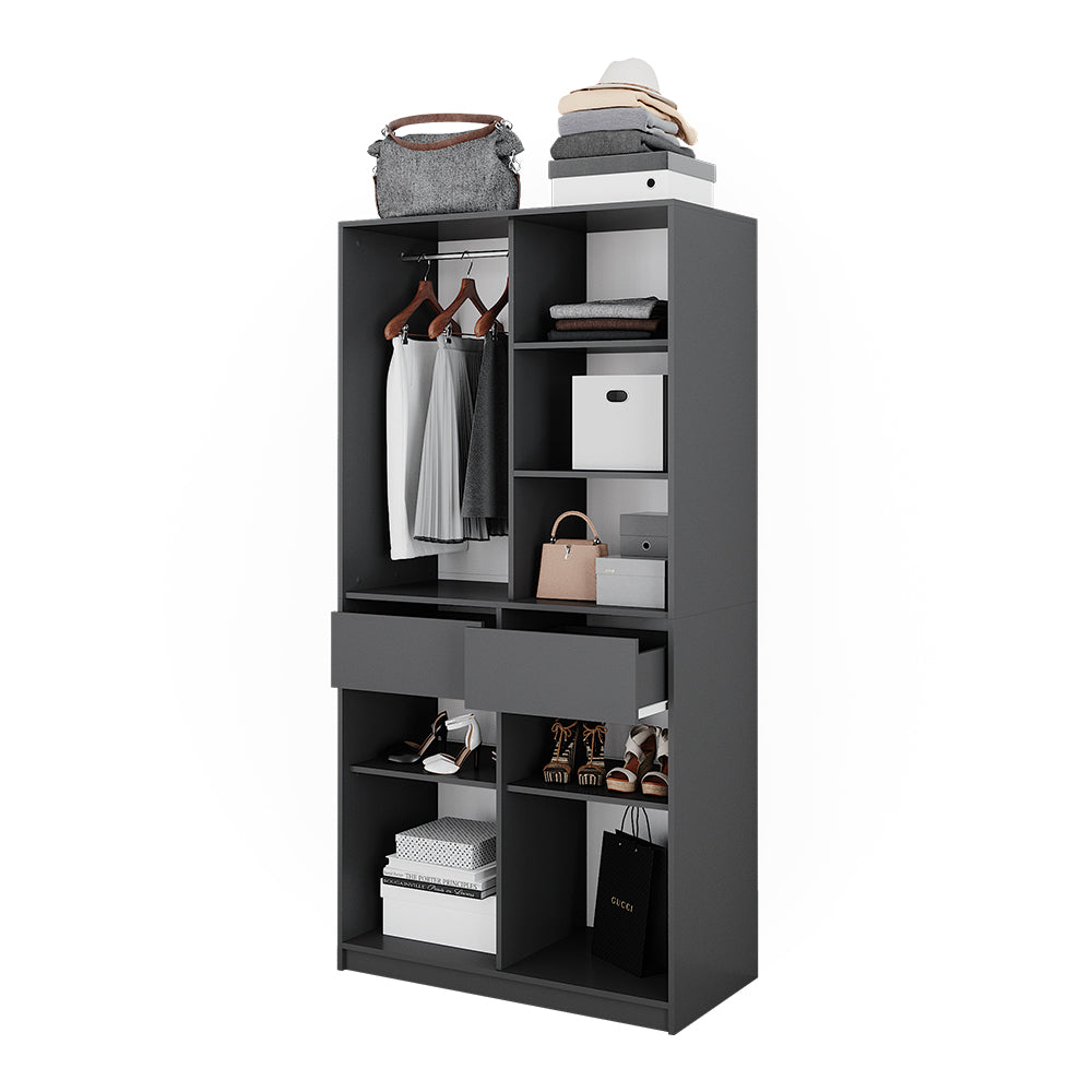 Vicco Armadio Antracite 100 x 200 cm con 2 cassetti