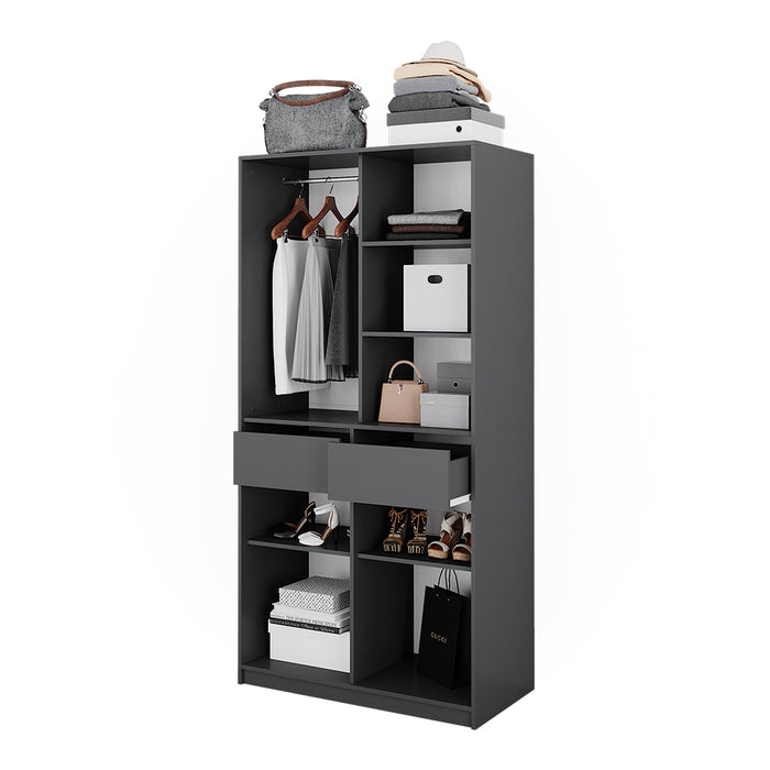 Vicco Armadio Antracite 100 x 200 cm con 2 cassetti