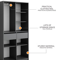 Vicco Armadio Antracite 100 x 200 cm con 2 cassetti