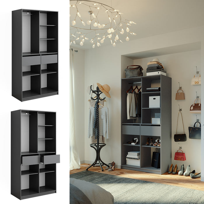 Vicco Armadio Antracite 100 x 200 cm con 2 cassetti
