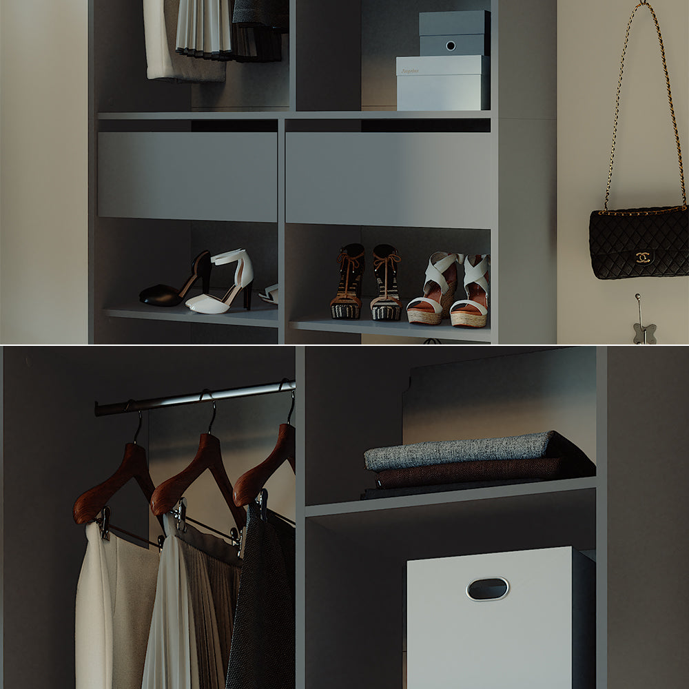 Vicco Armadio Antracite 100 x 200 cm con 2 cassetti